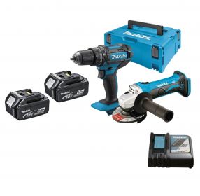 MAKITA 18V 2-dílný set DLX325CBT - DHP482 + DGA452 + 2x aku