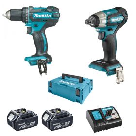 MAKITA 18V 2-dílný set DLX329CBT - DDF482+DTW181+2x aku