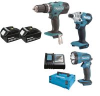 MAKITA 18V 3-dílný set DLX331CBT - DHP453+DTD156+DML185+2x aku