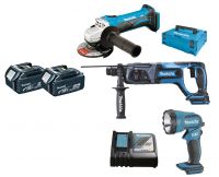 MAKITA 18V 3-dílný set DLX333CBT - DHR241+DGA452+DML185+2x aku