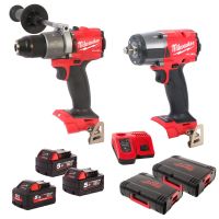 MILWAUKEE 2-dílný 18V aku set M18FPP2AS2-553P: M18ONEFHIWF34+M18FMTIW2F12