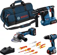 BOSCH 3-dílný set GSB 18V-65 + GWS 18V-11 + GBH 18V-24 C + set VDE