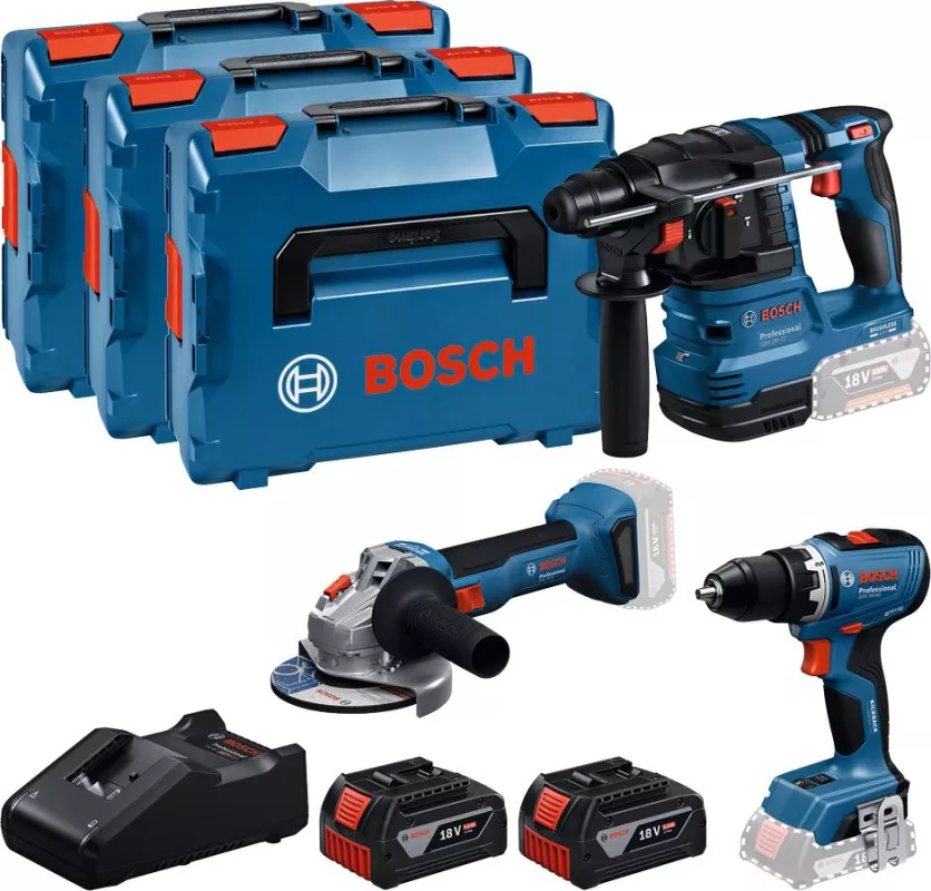 BOSCH 3-dílný set GSR 18V-65 + GWS 18V-8 + GBH 18V-22